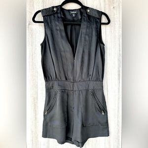 bebe Black Sleeveless Romper with V-Neck
